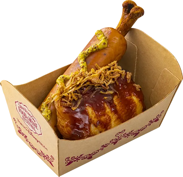 骨付きソーセージと チキンのBBQソース