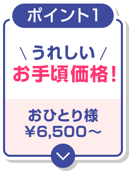 ポイント１　うれしいお手頃価格！おひとり様¥6,500～